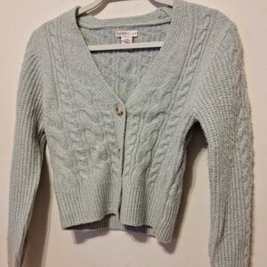 Sincerely Jules Soft Seafoam Green Cable Knit Cardigan Size XS NWOT